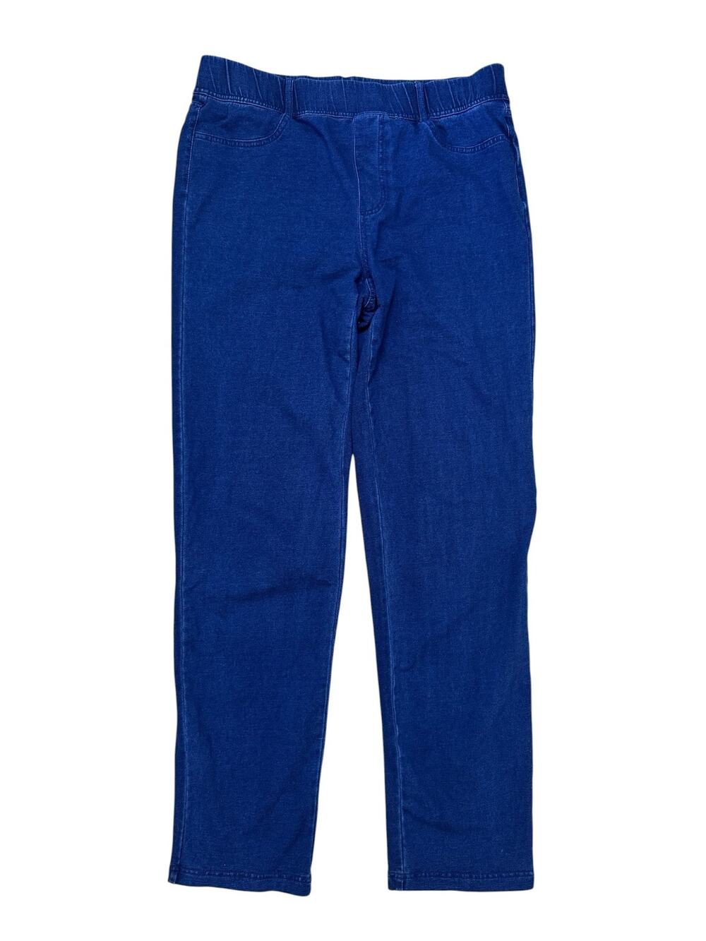 LANDS END Starfish High Rise Knit Denim Straight Jeans Blue Sz Medium Tall Long